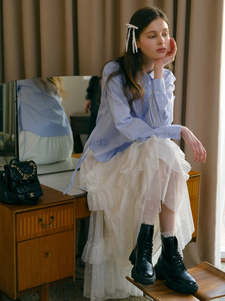 Ethereal Layered White Tulle Skirt