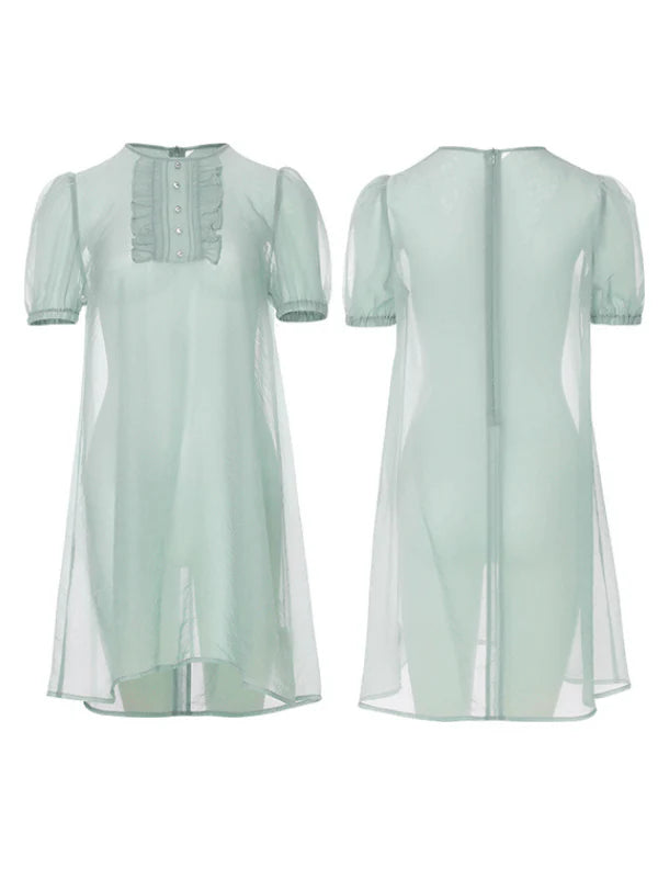 Mint Fairy Puff Sleeve Dress