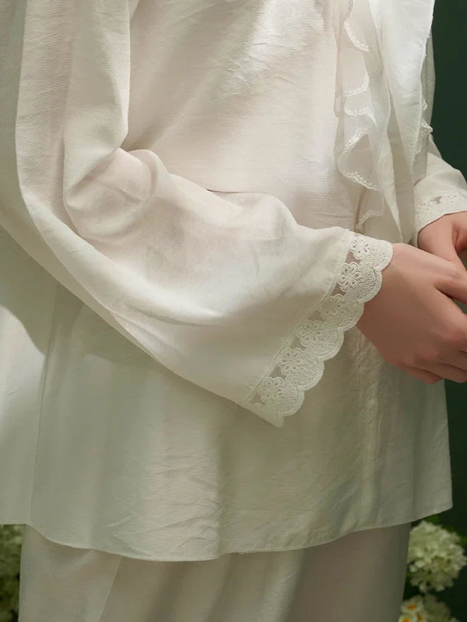 Elegant Ruffled Lace-Trim Pajama Set