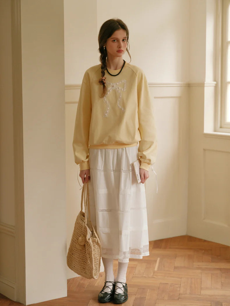 Vintage Lace Ribbon Sweatshirt