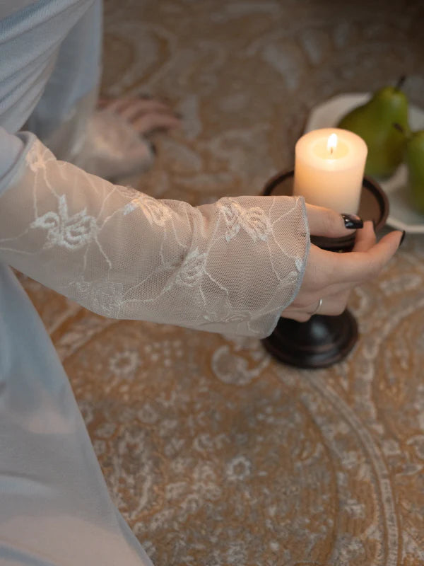 Blue Drape Rose Lace Loungewear