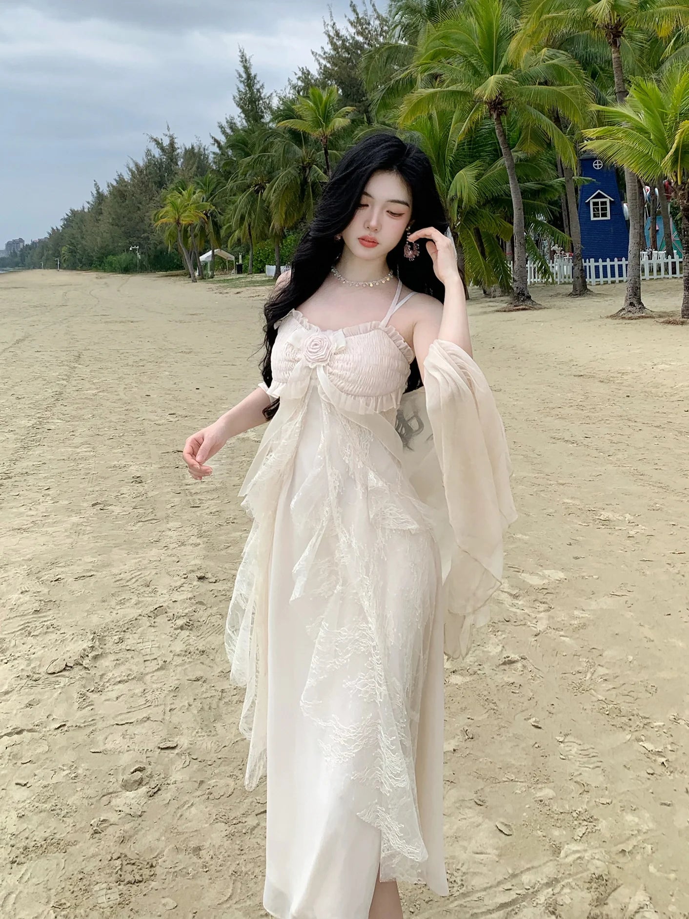 Ethereal Lace Rose Gown