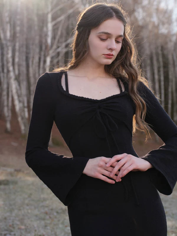 Classic Grace Black Cable Knit Dress