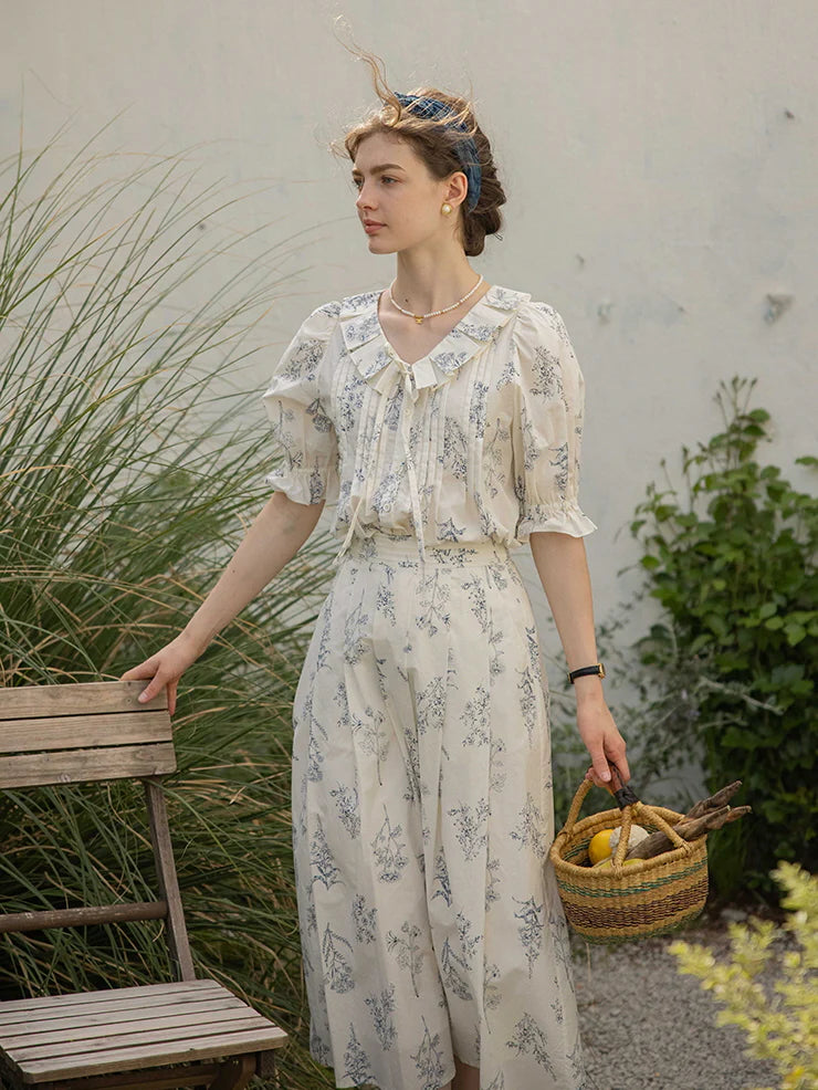 Emma's Sky Blossom Cottage Blouse