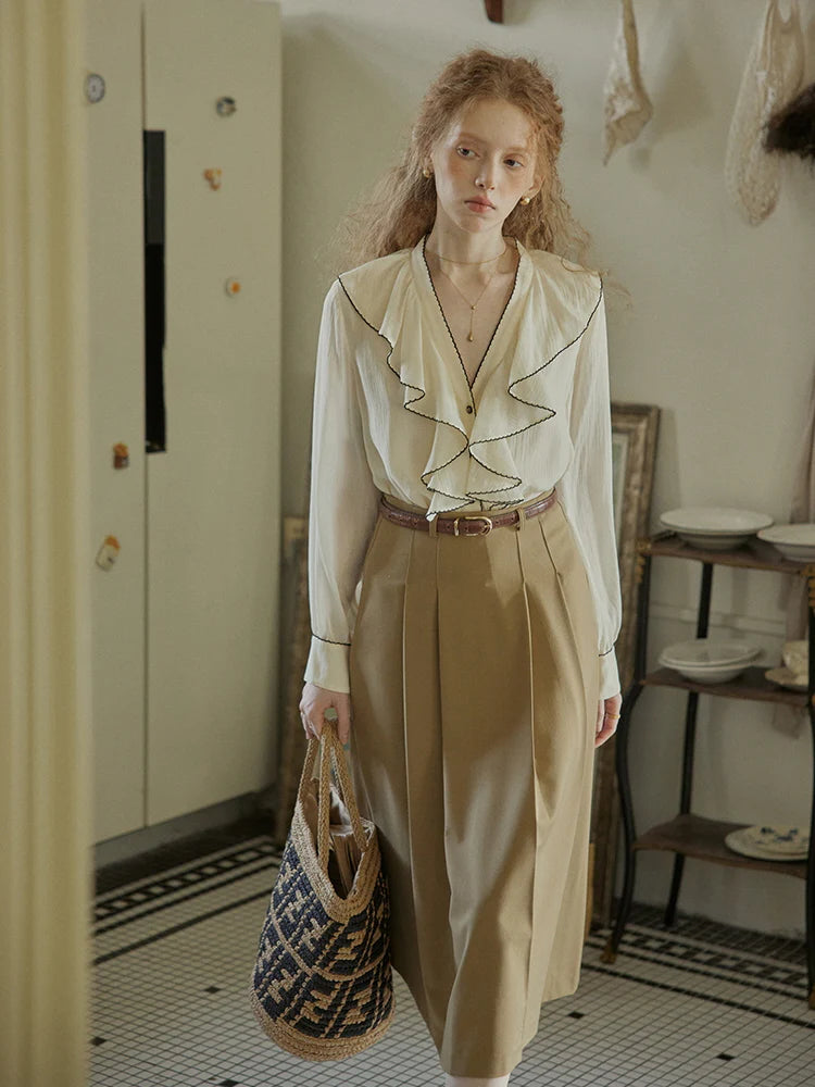 Timeless Ruffle Edge Vintage Blouse