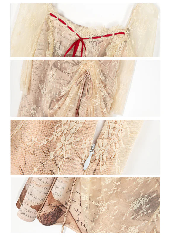 Vintage Manuscript Lace Dress