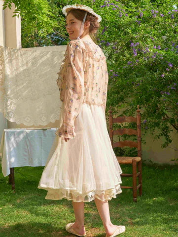 Pearl Ribbon Tulle Skirt