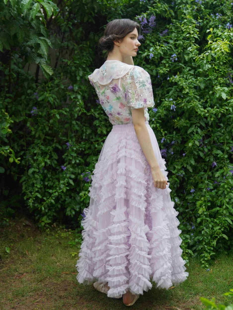 Whimsical Cloud Ruffle Skirt