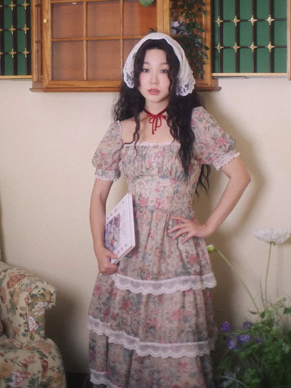 Antique Rose Lace Corset Dress