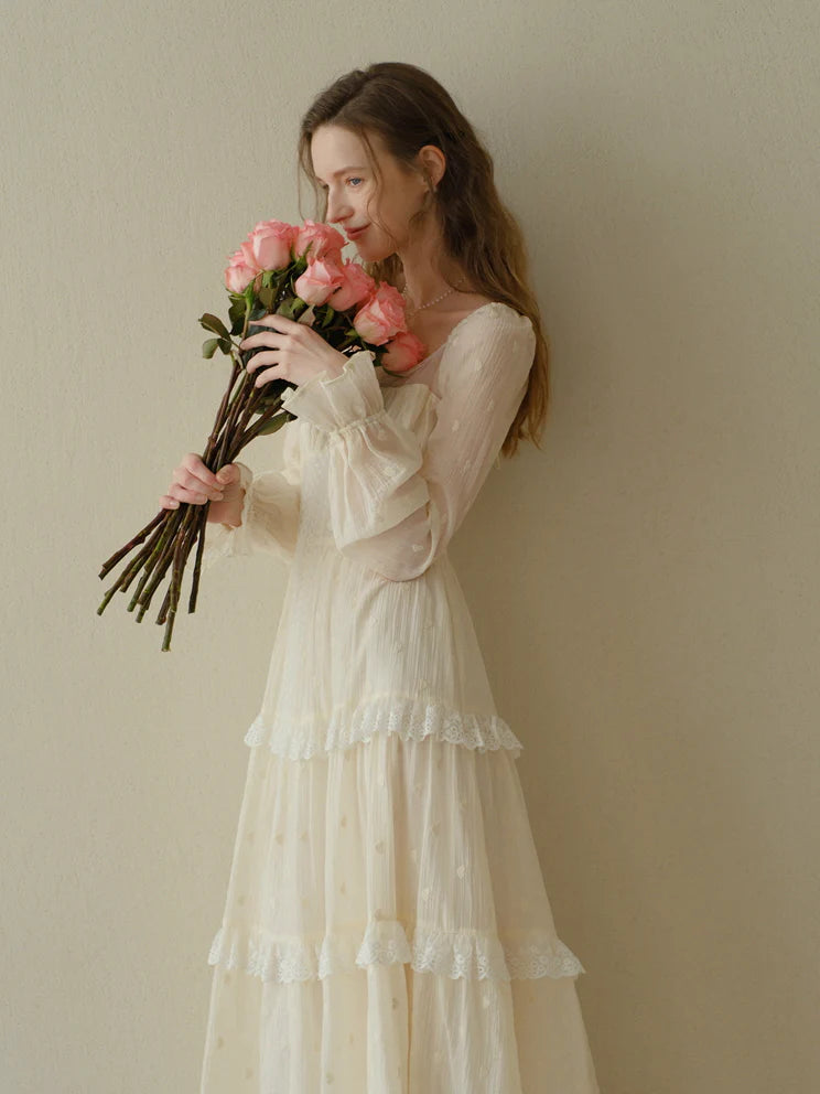 Lace Bloom Tiered Dress