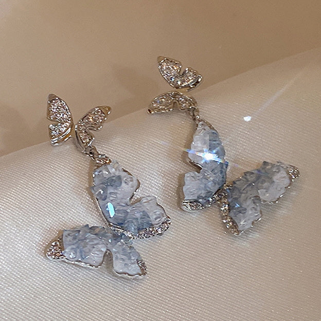 Summer Blue Crystal Butterfly Earrings