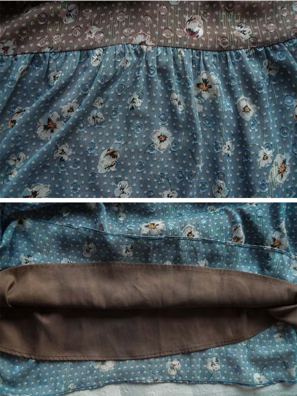 Autumn Patchwork Chiffon Dress