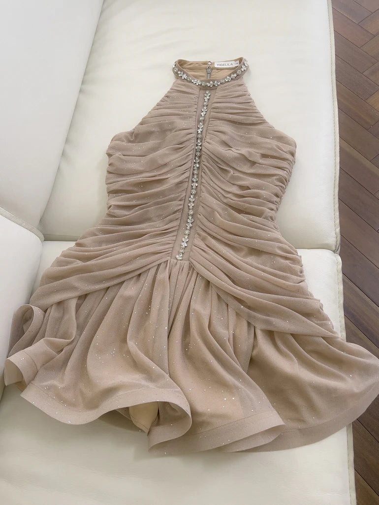 Glitter Blossom Embellished Mini Dress