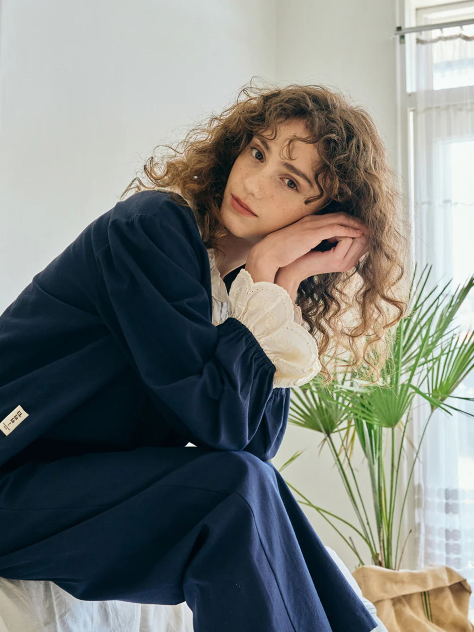 Midnight Elegance Lace Pajama Set