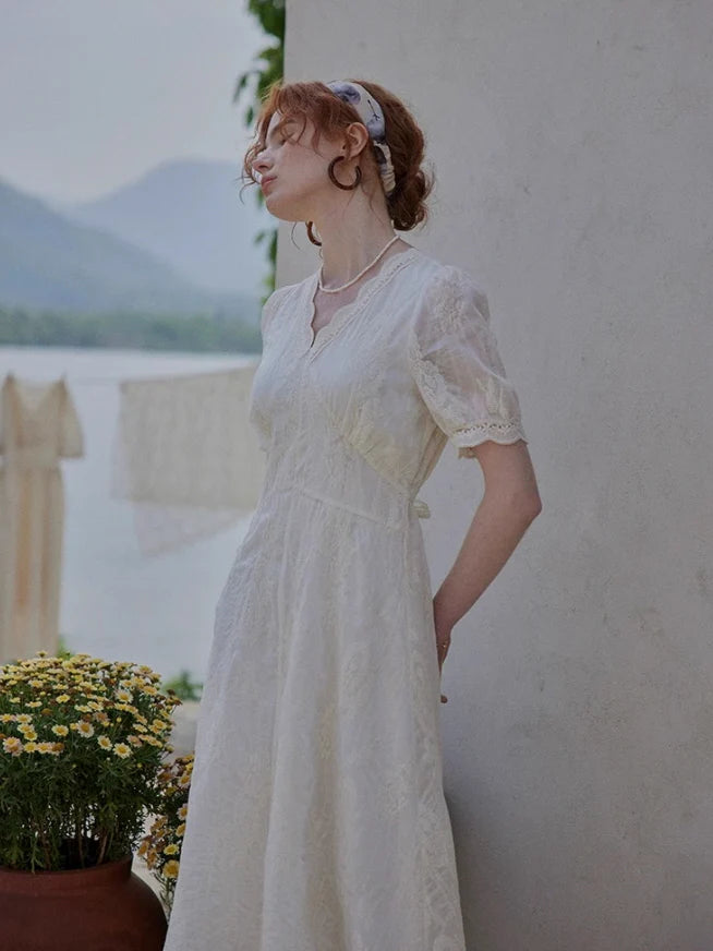Romantic Garden Lace Embroidered Dress