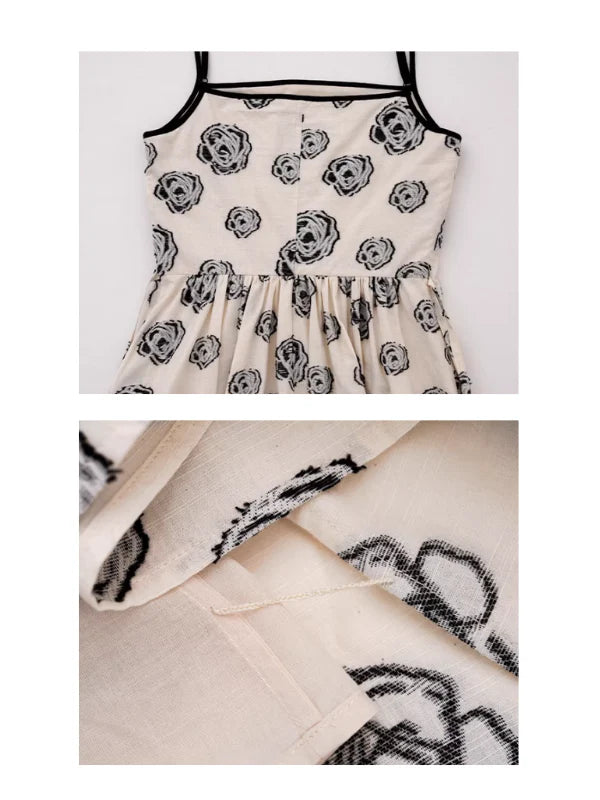 Monochrome Rose Vintage Cotton Dress