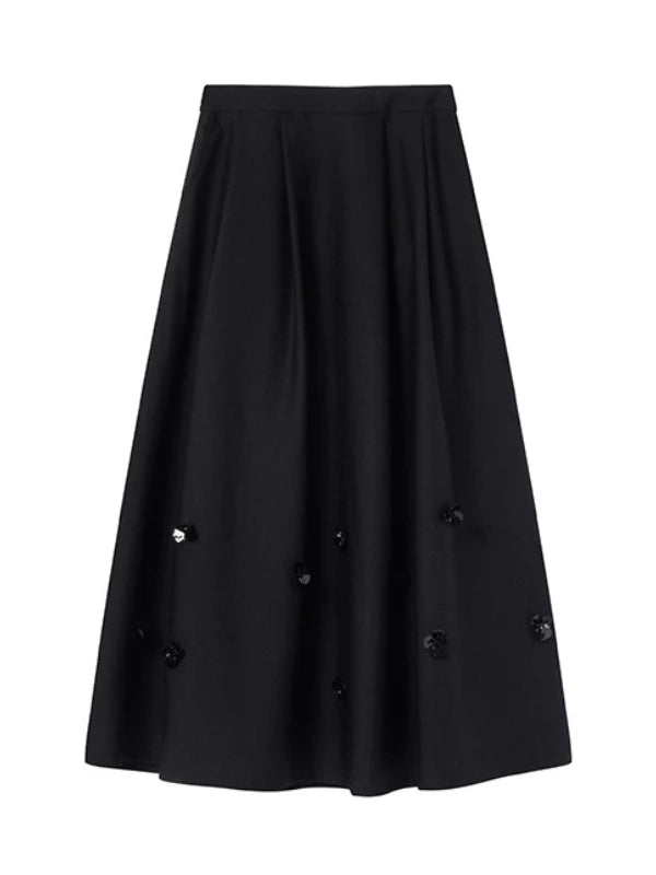 Black Vintage Floral Accent Skirt