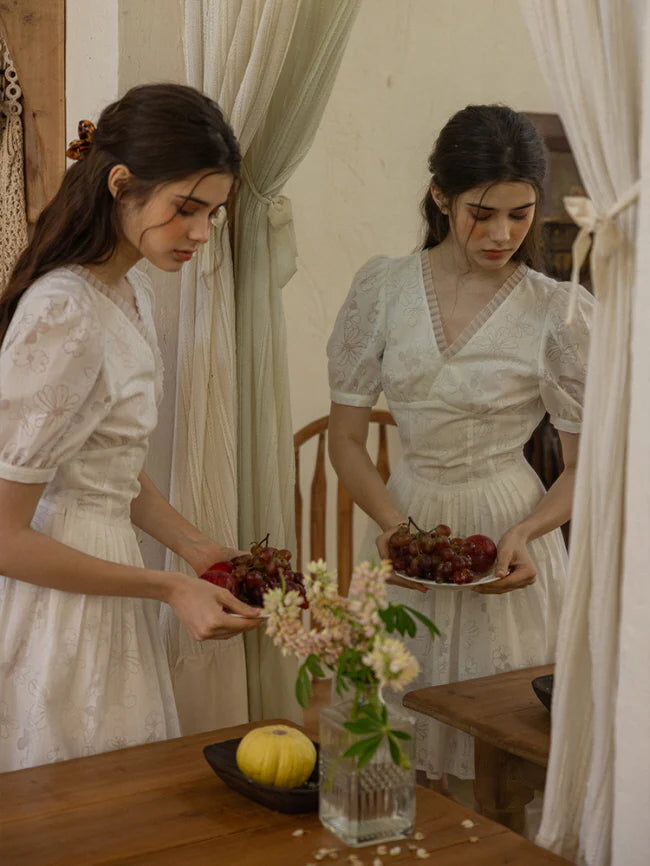 Whispering Blossom Cotton White Dress