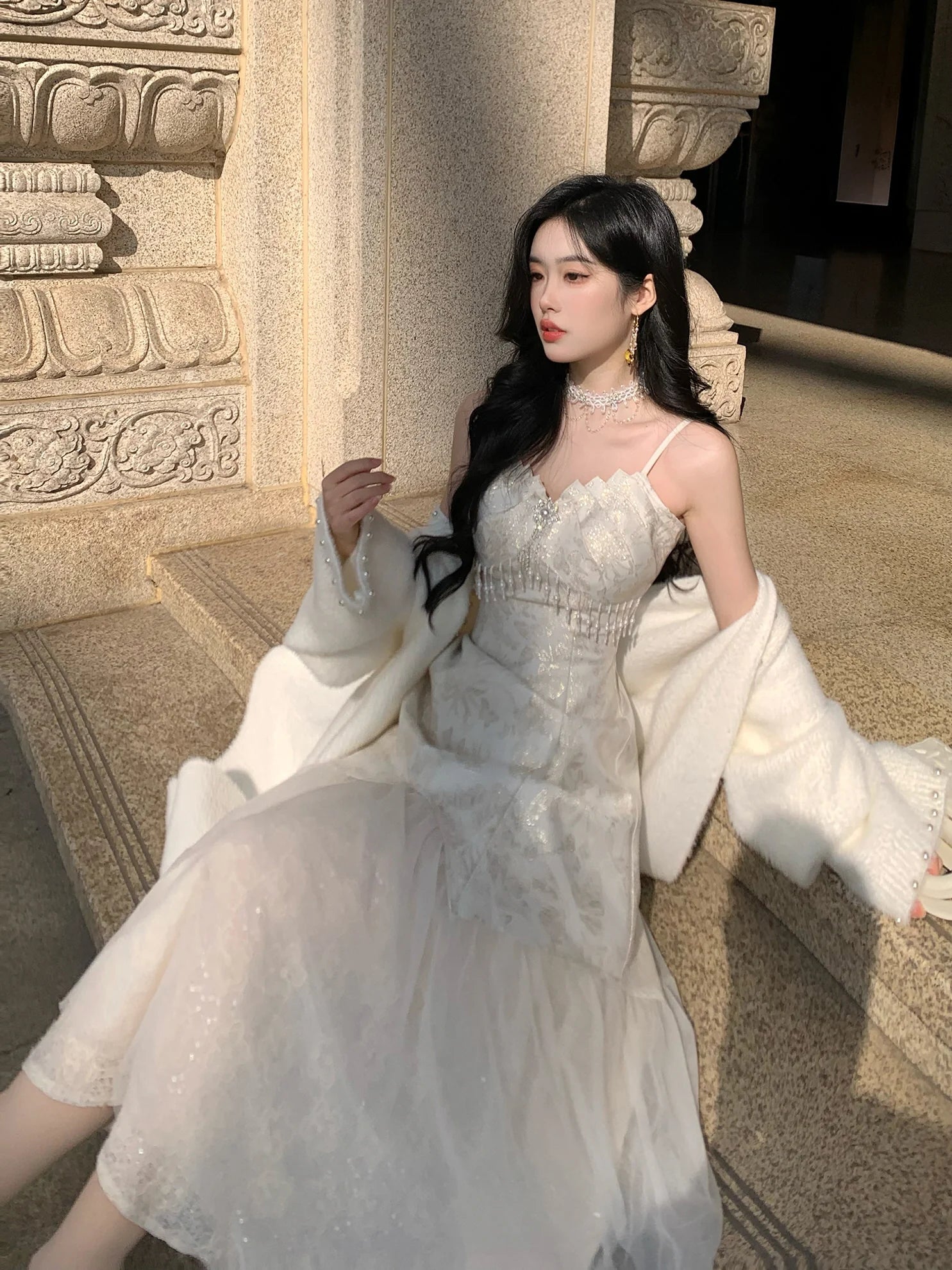 Ethereal Gold Jacquard Fairy Gown