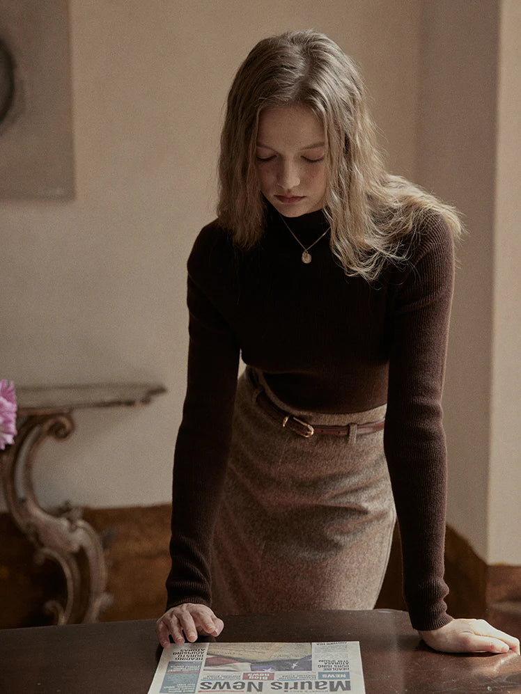 Classic Tweed High-Waist Skirt