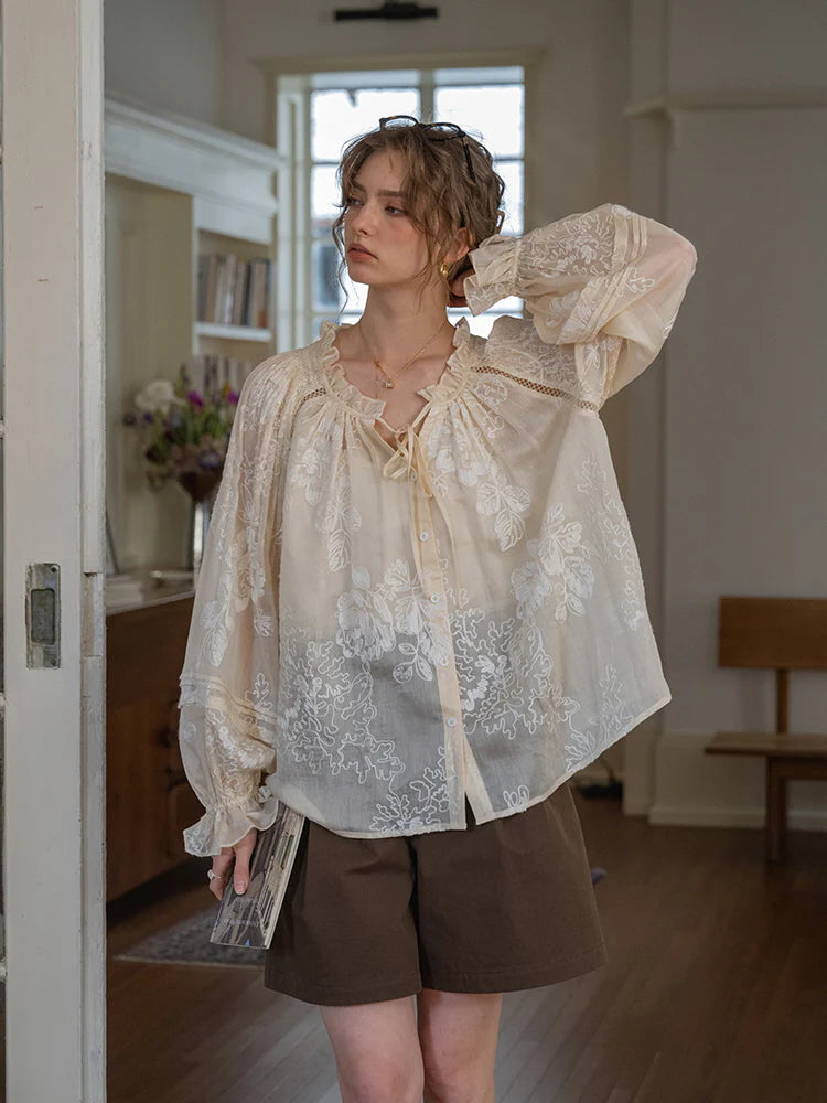 Ethereal Embroidered Lace Blouse