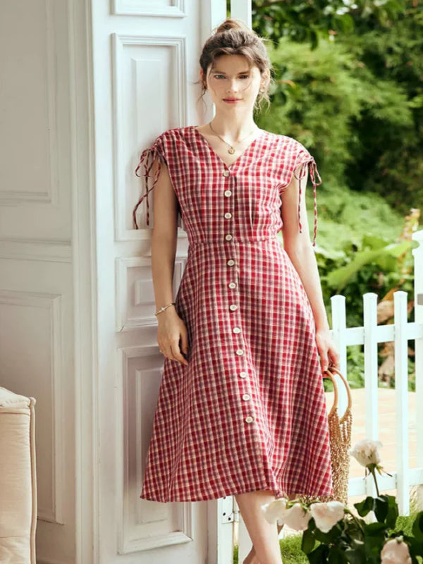 Vintage Checkered Charm Dress