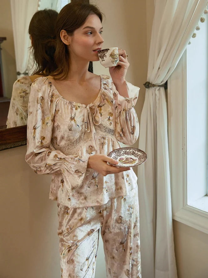 Dreamy Floral Velvet Loungewear Set