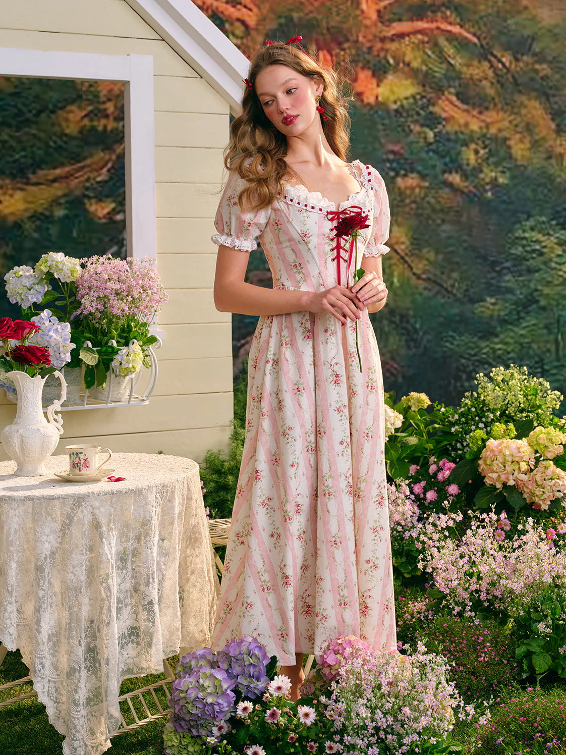 Romantic Vintage Floral Corset Dress