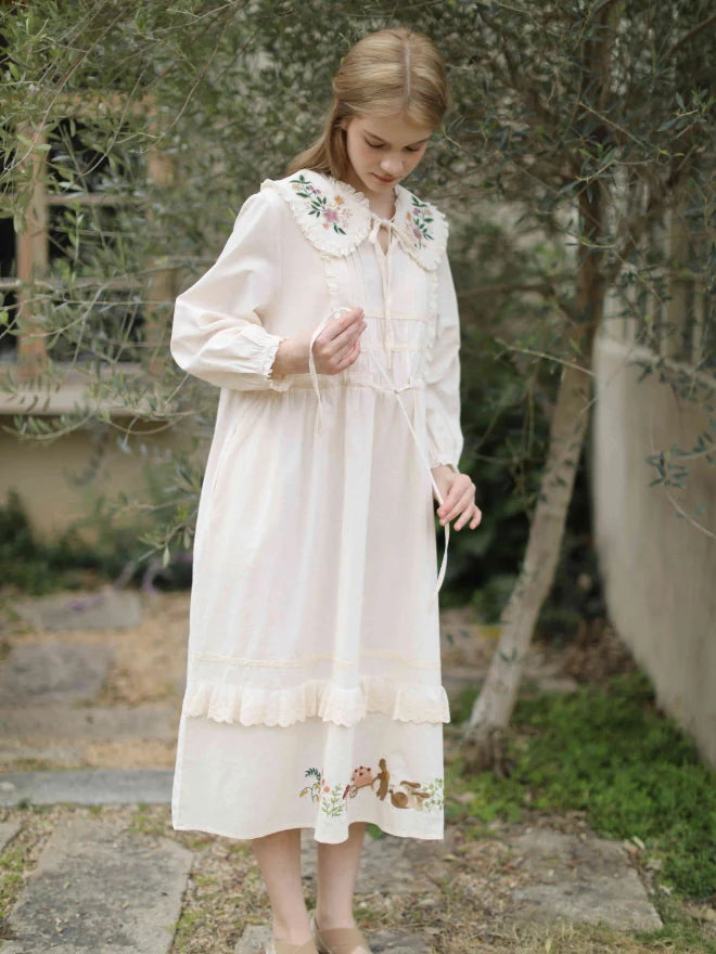 Woodland Story Embroidered Cotton Dress