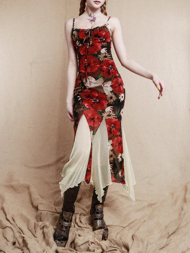 Golden Bloom Mermaid Slip Dress