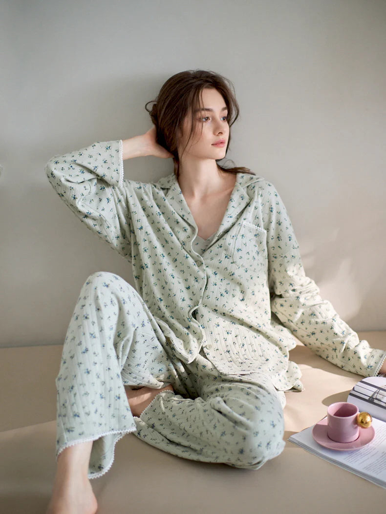 Pastel Floral Cotton Pajama Set