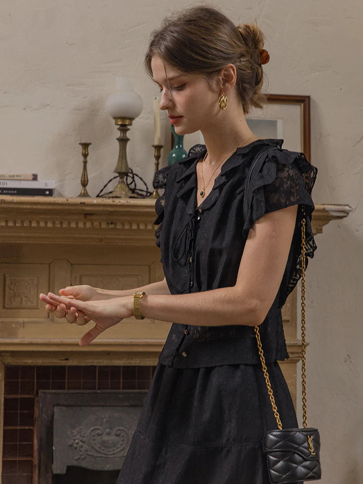 Lila's Midnight Bloom Blouse