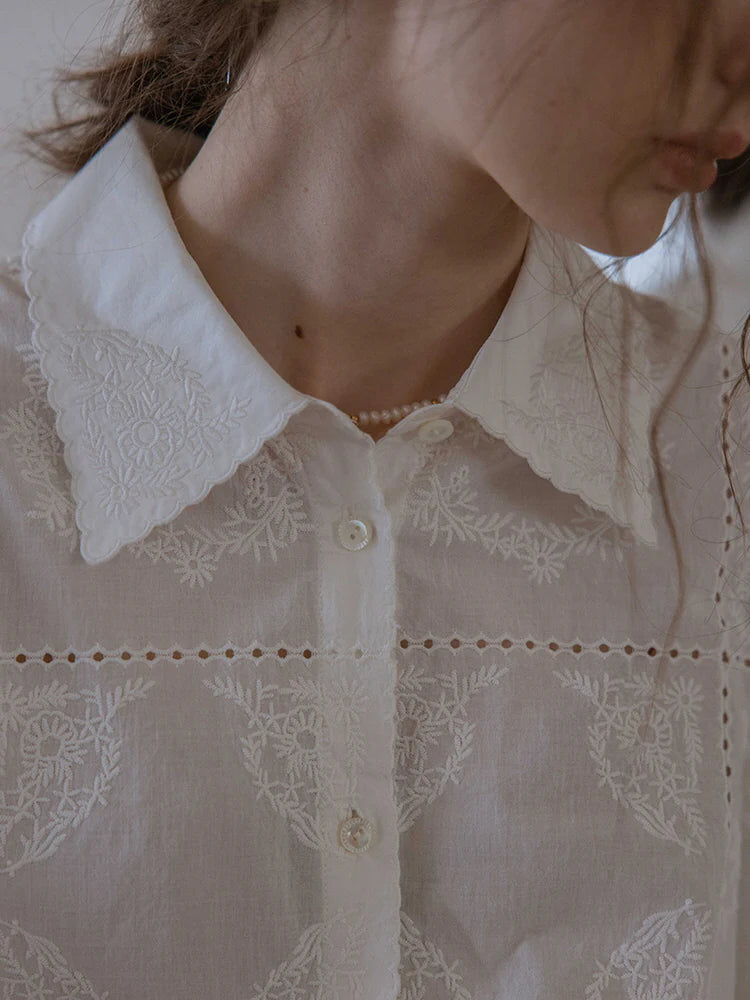 Vintage Embroidered Cotton Blouse