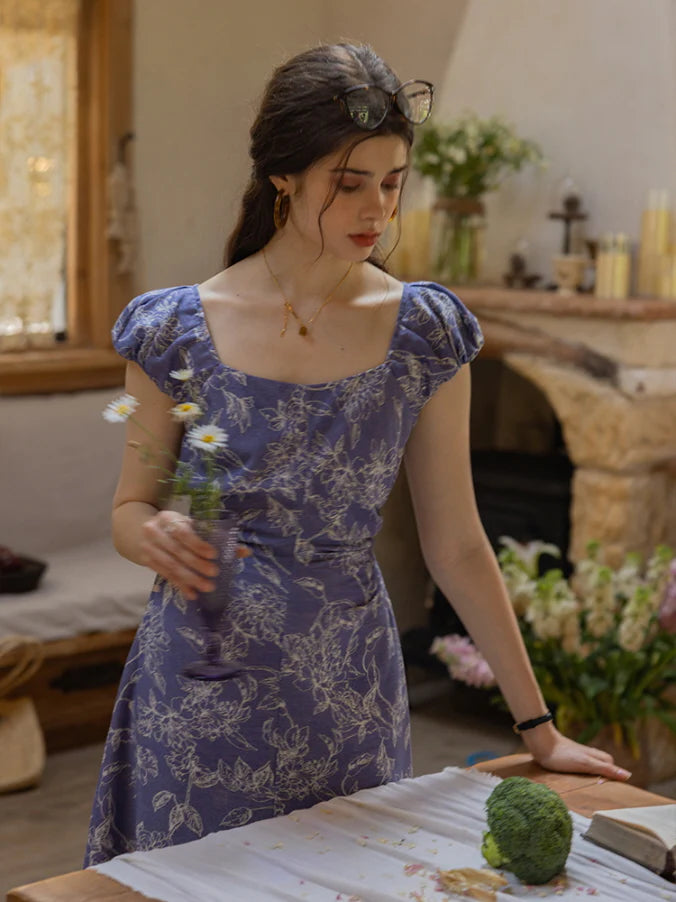 Blue Garden Floral Dress