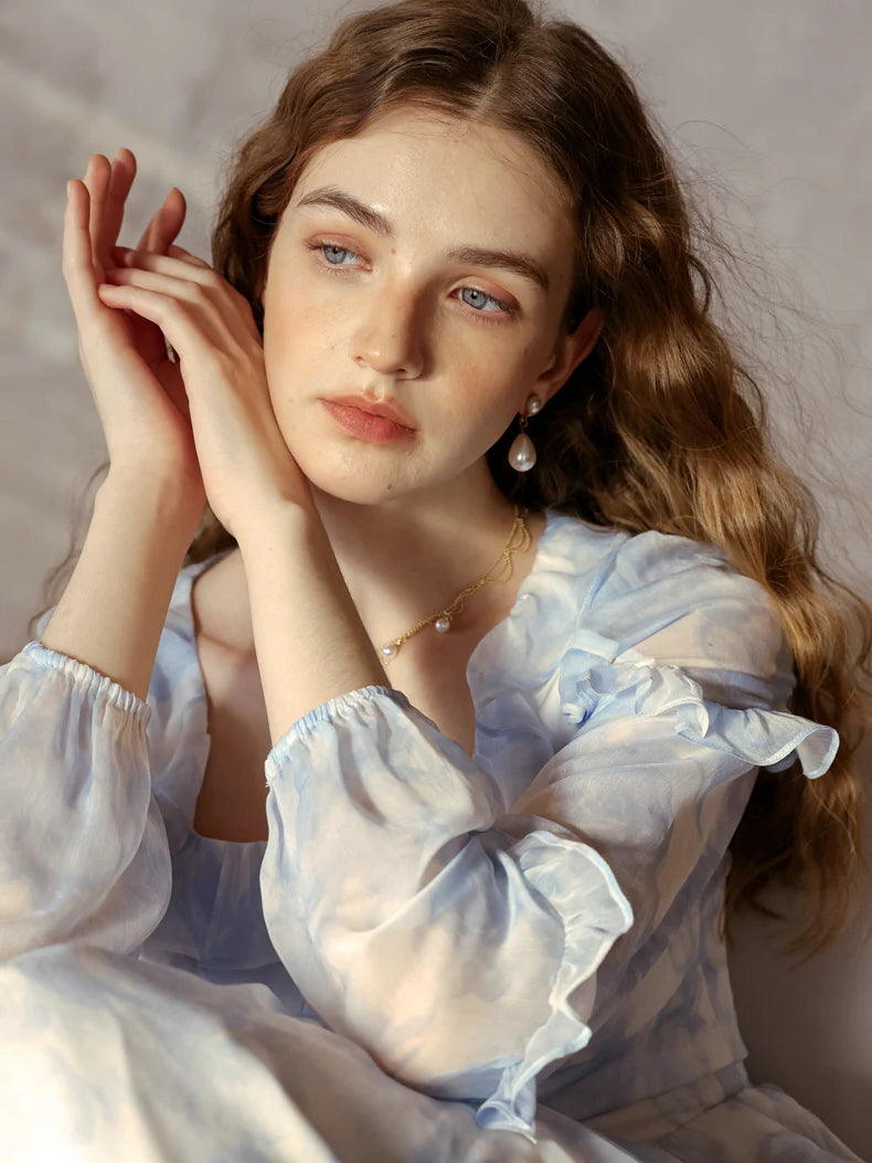 Whimsical Light Blue Ruffled Fairytale Dress