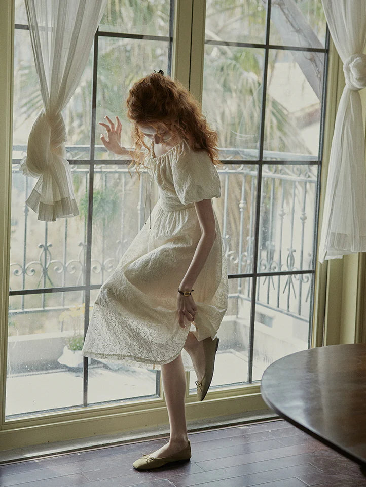 Enchanted Embroidered Puff Sleeve Dress