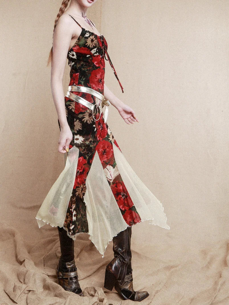 Golden Bloom Mermaid Slip Dress