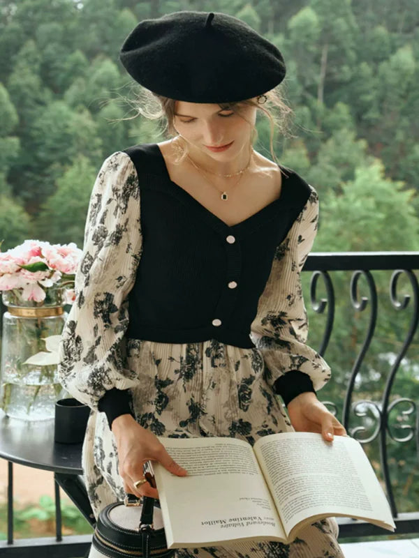 Vintage Blooms in Noir Dress