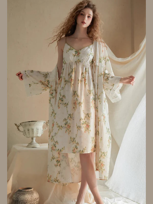 Ethereal Blossom Cotton Nightgown Set