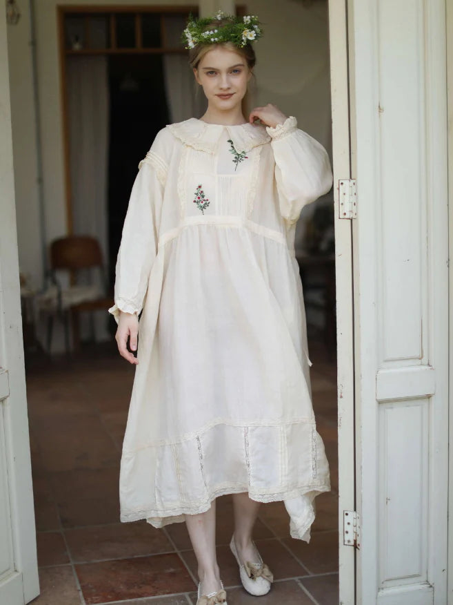 Mori Garden Embroidered Linen Dress