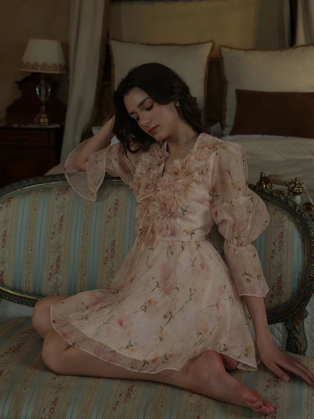 Blush Bloom Garden Ruffle Mini Dress