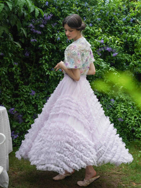 Whimsical Cloud Ruffle Skirt