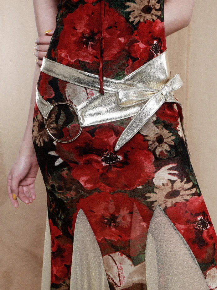 Golden Bloom Mermaid Slip Dress