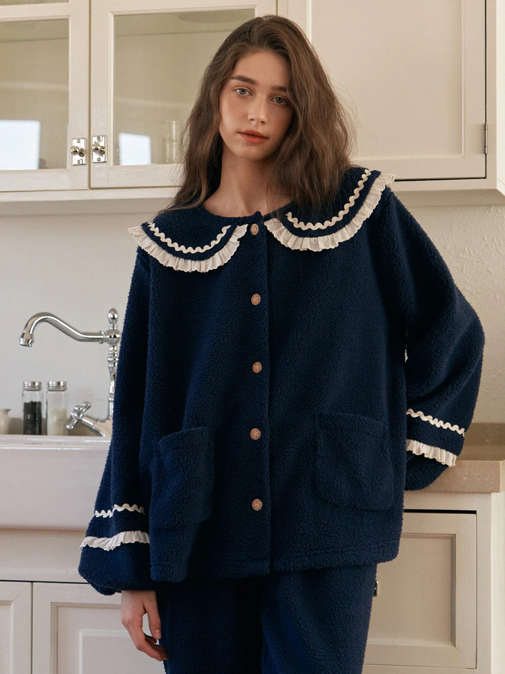 Midnight Ruffle Fleece Pajama Set