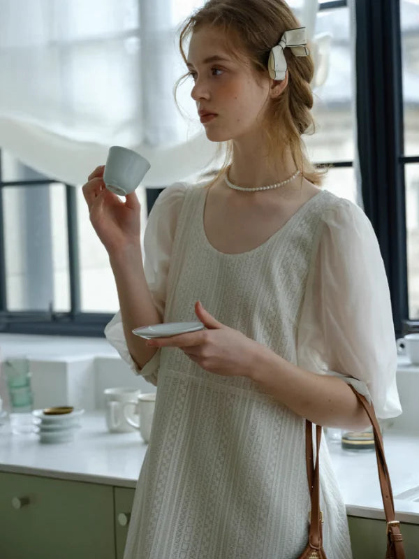 White Flower Lace Summer Dress