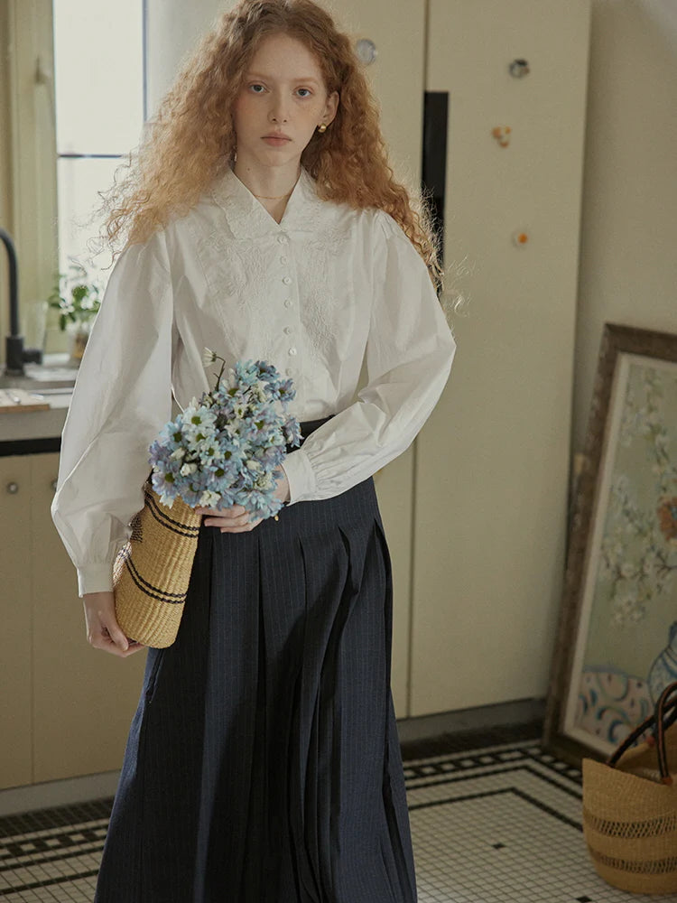 Embroidered Victorian Cotton Blouse