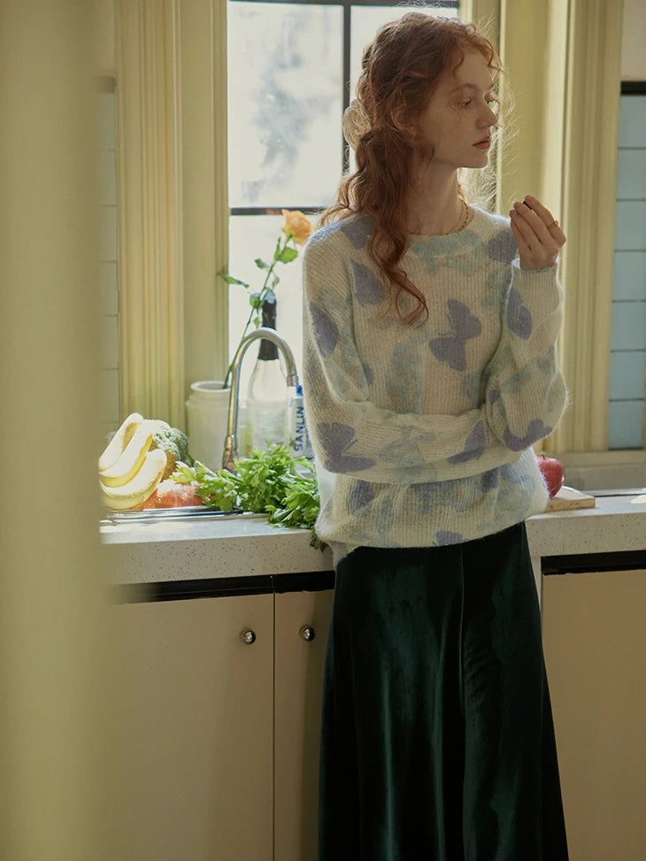 Soft Pastel Butterfly Knit Sweater