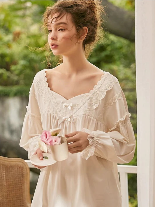 Vintage Soft Lace Cotton Pajama Set