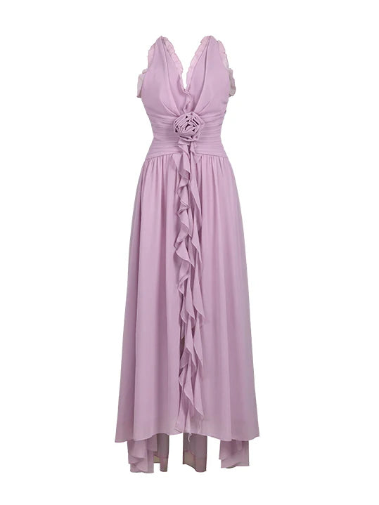 Lilac Rose Cascade Chiffon Dress