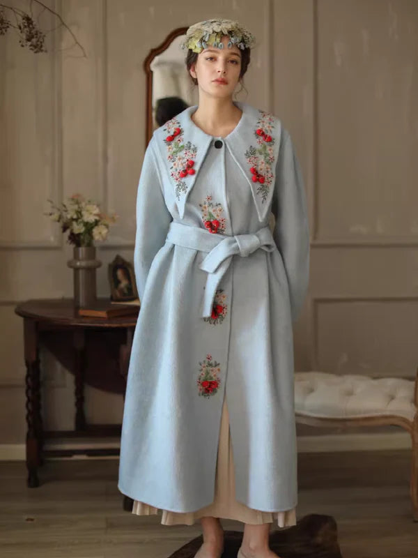 Embroidered Eden Woolen Coat
